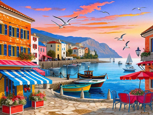 Mediterranean Sunset Wooden Jigsaw Puzzle