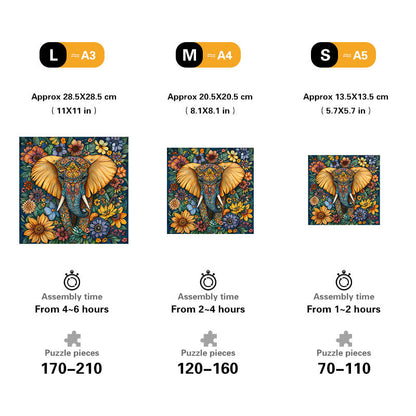Ornate Elephant Wooden Jigsaw Puzzle