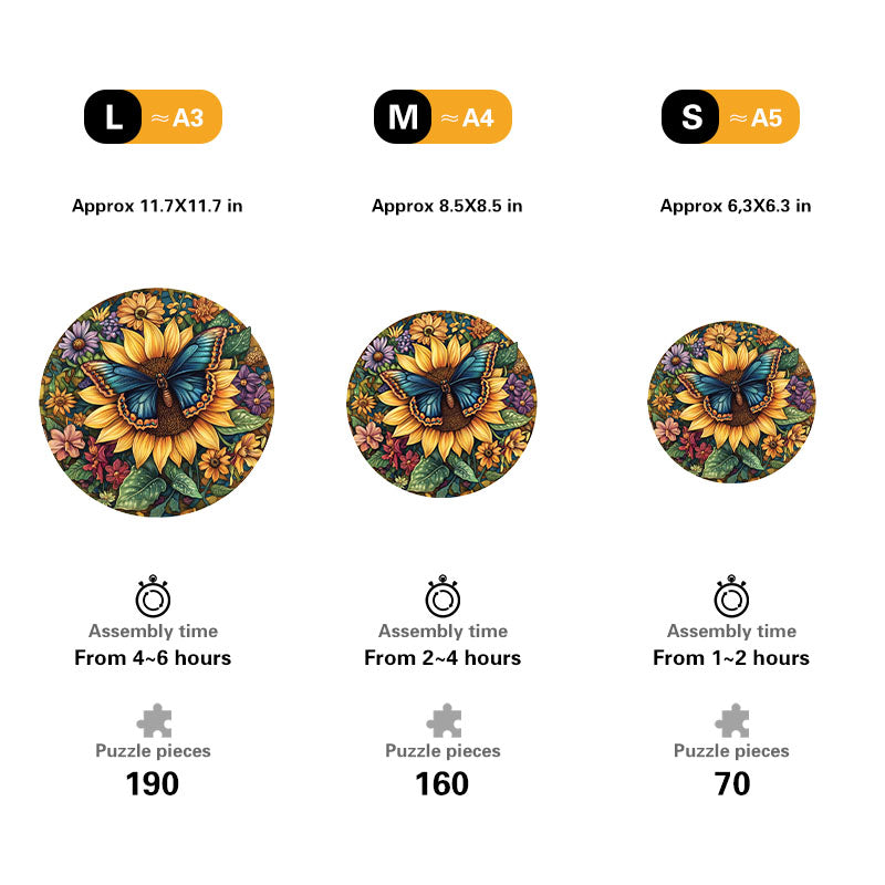 Sunflower and Butterfly Wooden Jigsaw Puzzle
