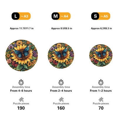 Sunflower and Butterfly Wooden Jigsaw Puzzle