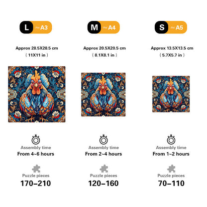 Vibrant Rooster  Wooden Jigsaw Puzzle