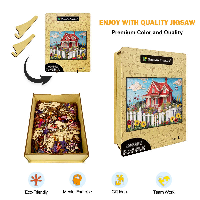 Whimsical Cottage Wooden Jigsaw Puzzle