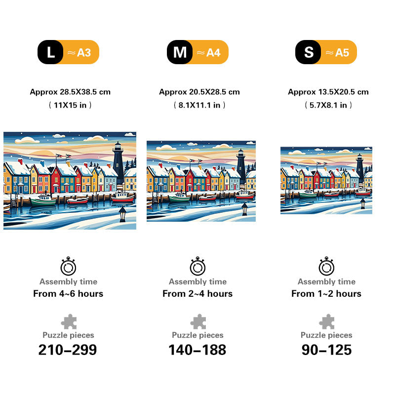 Winter Coastal Village Wooden Jigsaw Puzzle