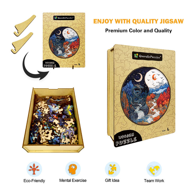 Yin-Yang Dragon Wooden Jigsaw Puzzle