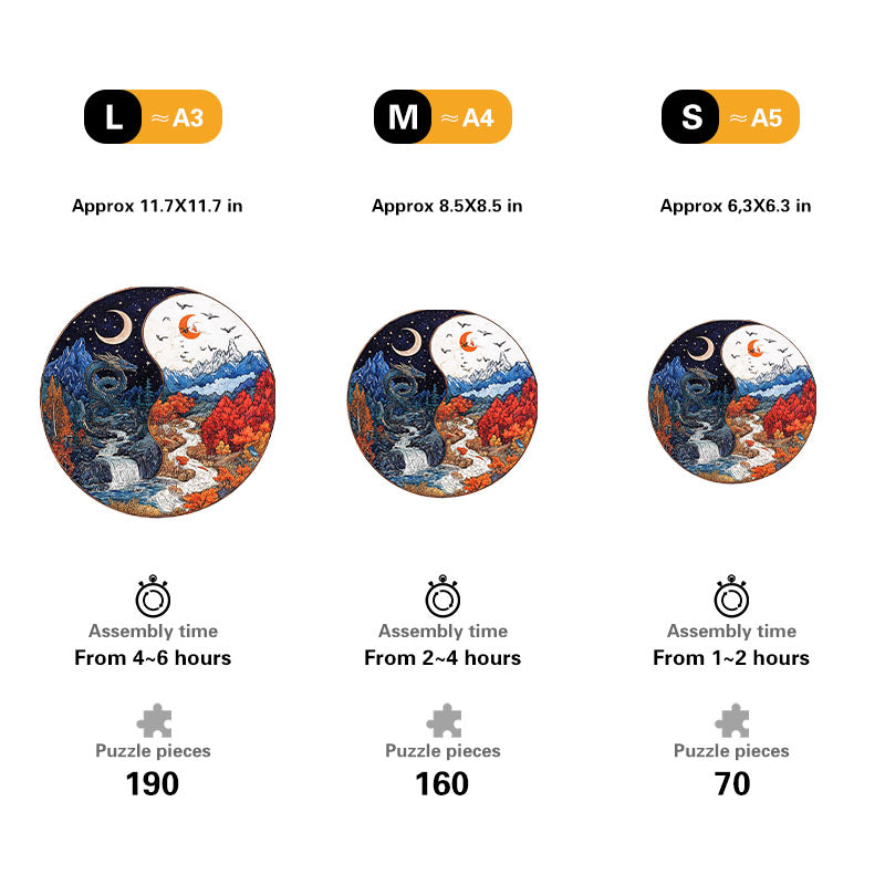 Yin-Yang Dragon Wooden Jigsaw Puzzle