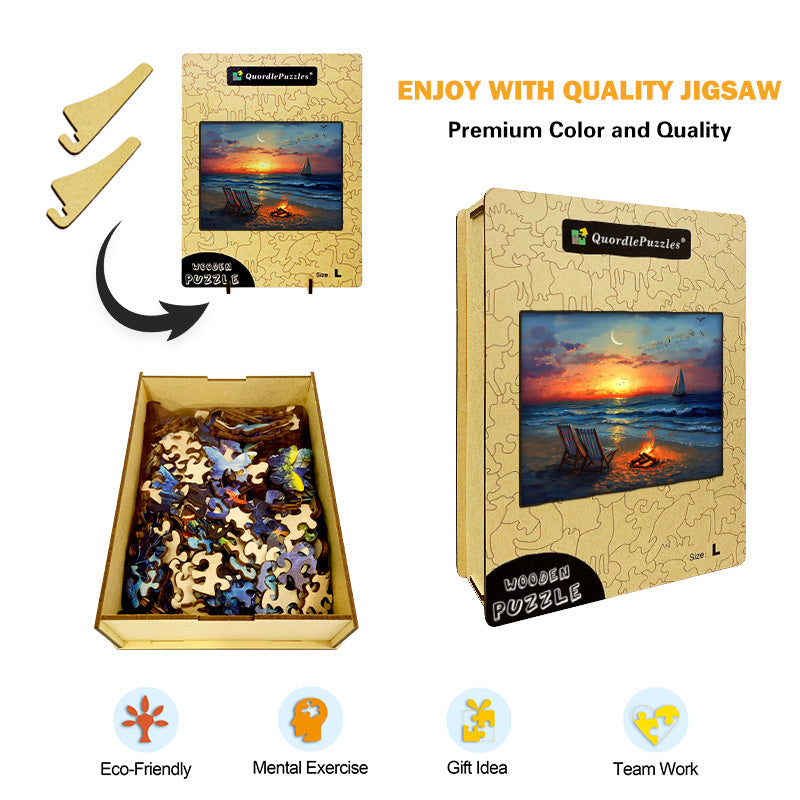 Beach Sunset Wooden Jigsaw Puzzle