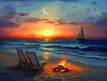 Beach Sunset Wooden Jigsaw Puzzle