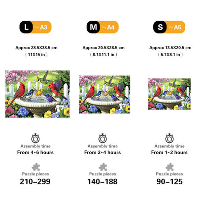 Birds at Fountain Wooden Jigsaw Puzzle