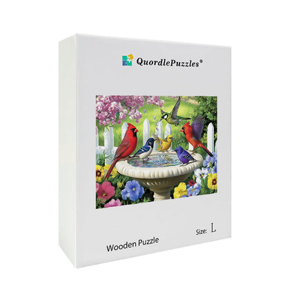 Birds at Fountain Wooden Jigsaw Puzzle