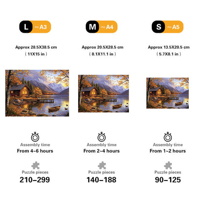 Cabin by Lake Wooden Jigsaw Puzzle