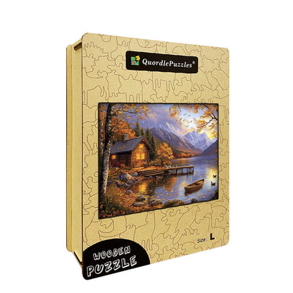 Cabin by Lake Wooden Jigsaw Puzzle