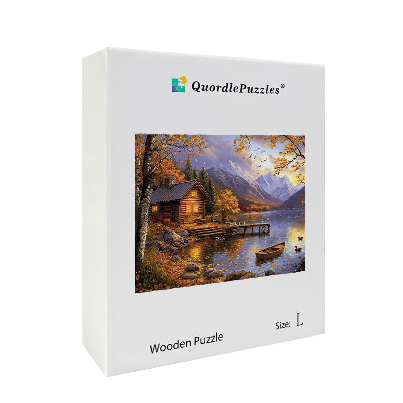 Cabin by Lake Wooden Jigsaw Puzzle