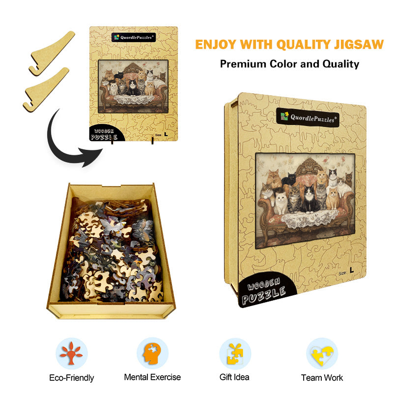 Cats on Sofa Wooden Jigsaw Puzzle