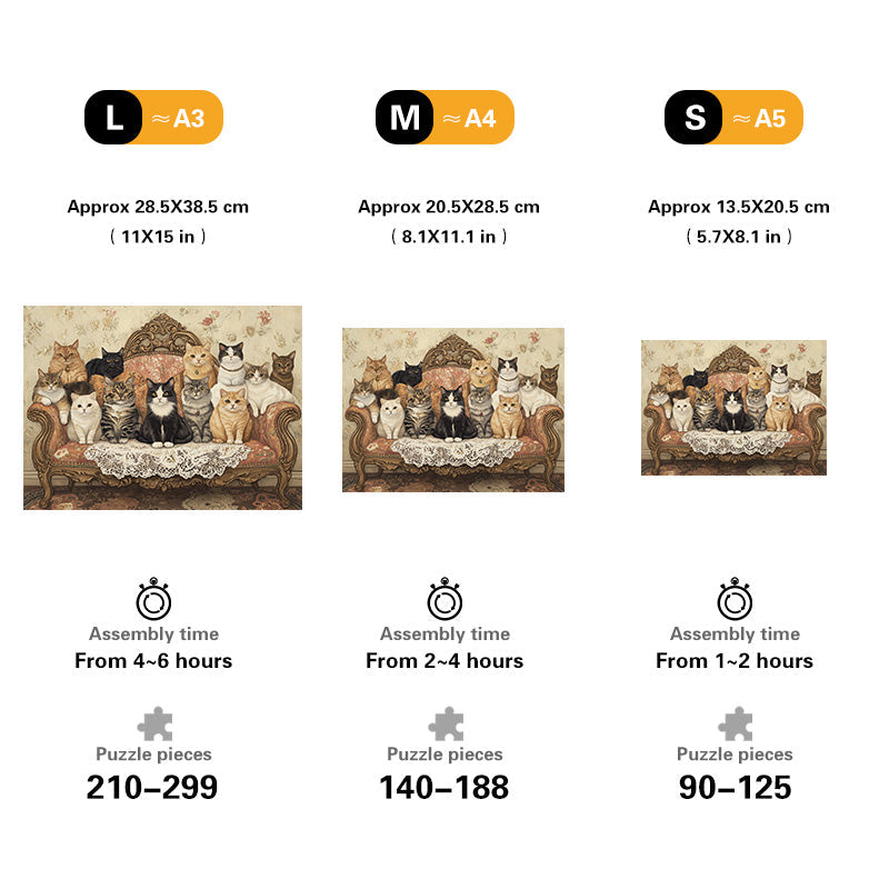 Cats on Sofa Wooden Jigsaw Puzzle