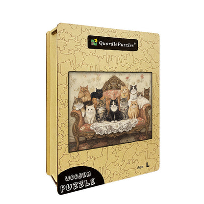 Cats on Sofa Wooden Jigsaw Puzzle