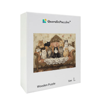 Cats on Sofa Wooden Jigsaw Puzzle