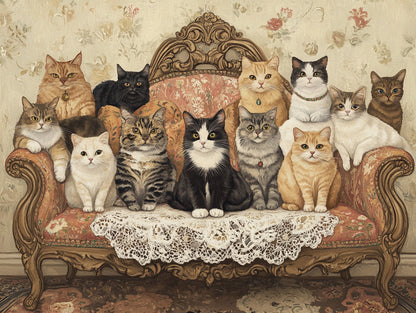 Cats on Sofa Wooden Jigsaw Puzzle