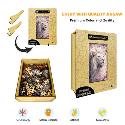 Cherry Blossom Lion Wooden Jigsaw Puzzle