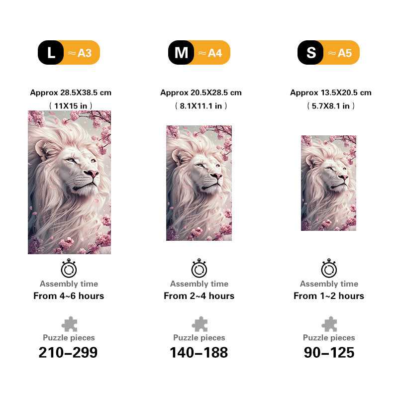 Cherry Blossom Lion Wooden Jigsaw Puzzle