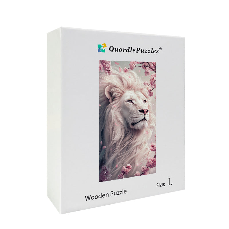 Cherry Blossom Lion Wooden Jigsaw Puzzle