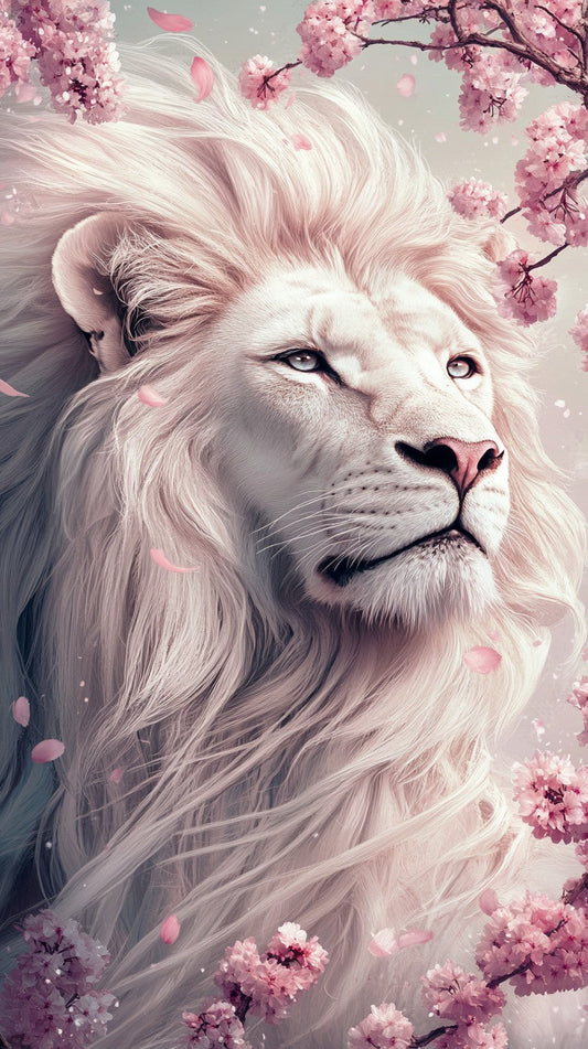 Cherry Blossom Lion Wooden Jigsaw Puzzle