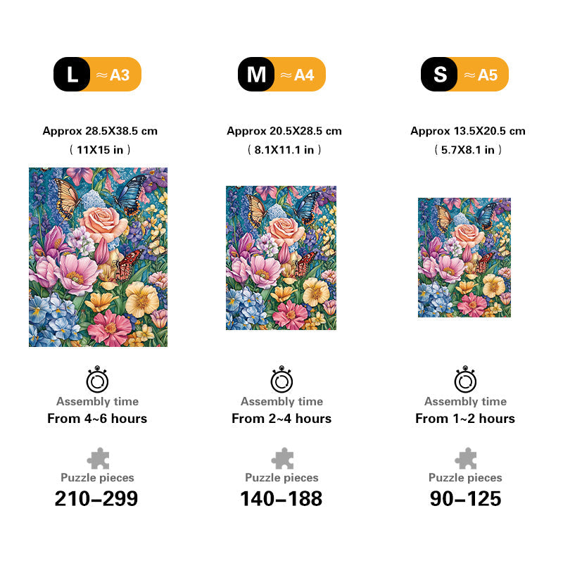 Floral Butterflies Wooden Jigsaw Puzzle