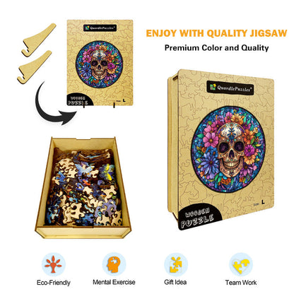Floral Skull Wooden Jigsaw Puzzle