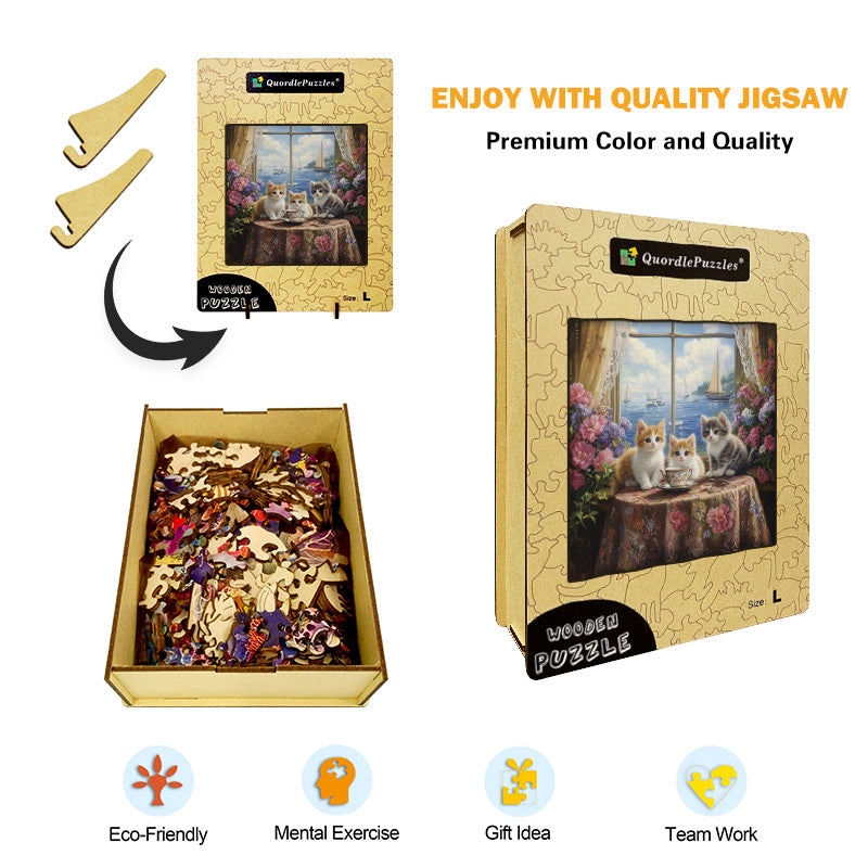 Kitten Tea Party Wooden Jigsaw Puzzle