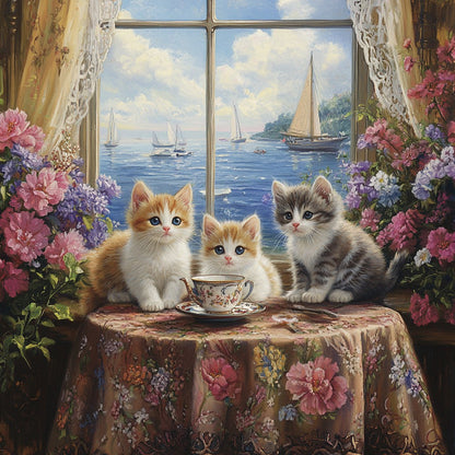 Kitten Tea Party Wooden Jigsaw Puzzle
