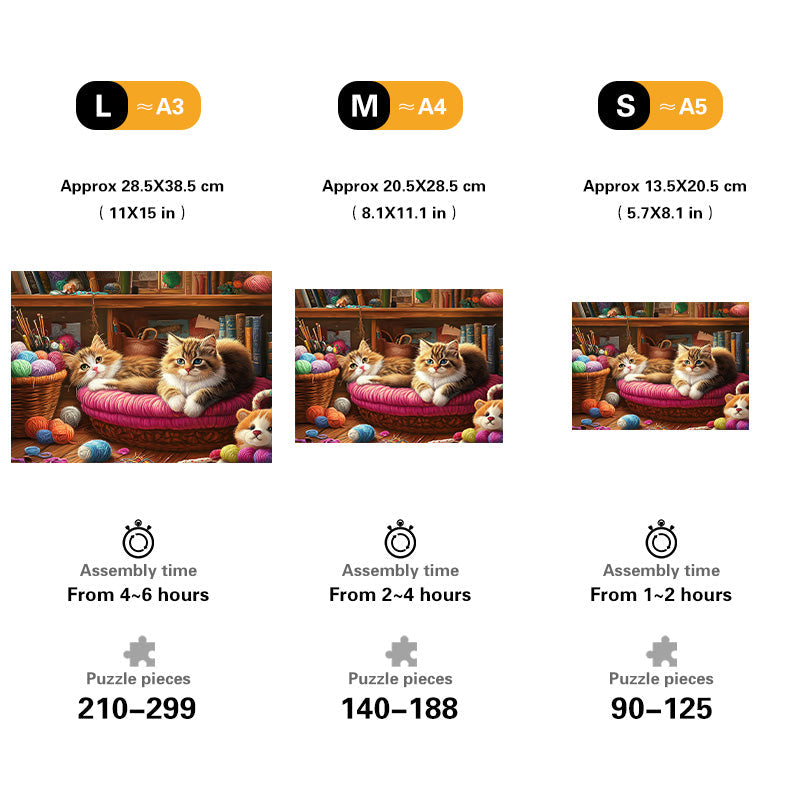 Knitting Cats Wooden Jigsaw Puzzle