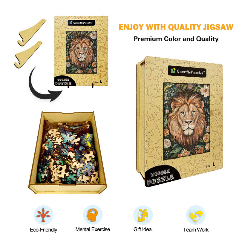 Lion in Bloom Wooden Jigsaw Puzzle
