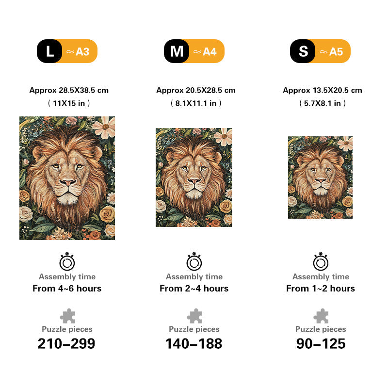 Lion in Bloom Wooden Jigsaw Puzzle