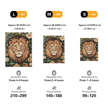 Lion in Bloom Wooden Jigsaw Puzzle