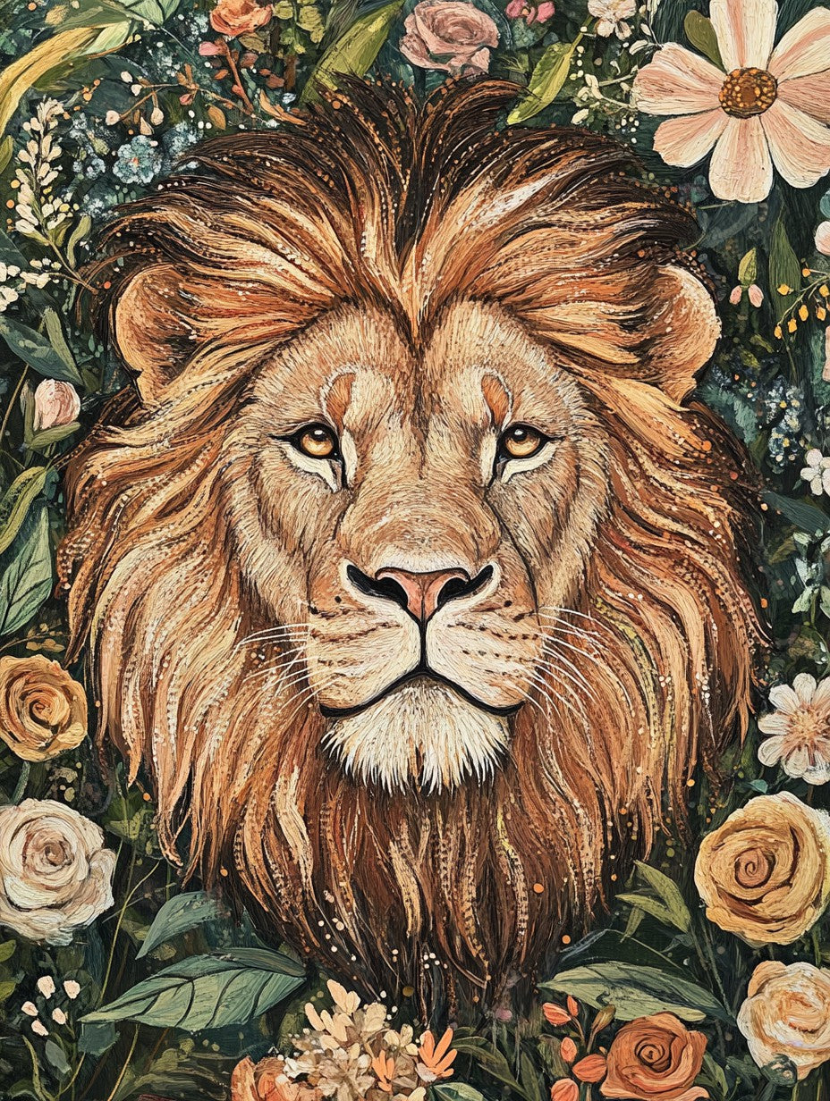 Lion in Bloom Wooden Jigsaw Puzzle