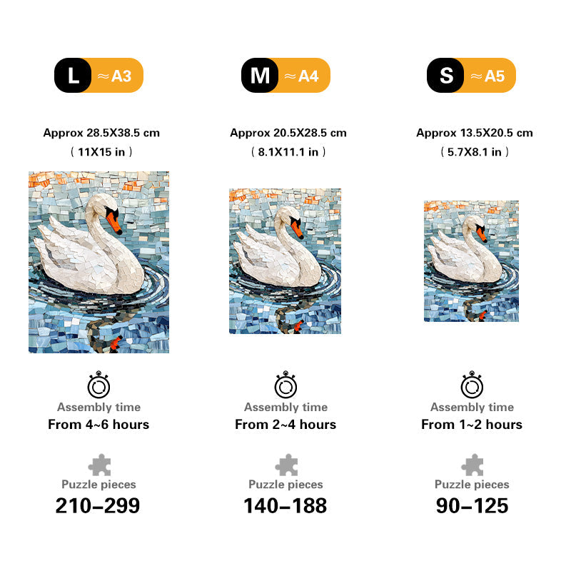 Mosaic Swan Wooden Jigsaw Puzzle