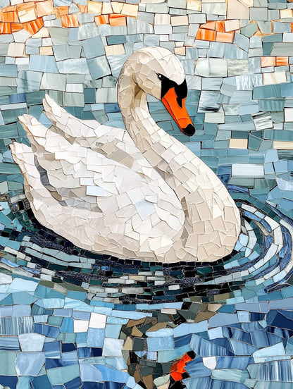 Mosaic Swan Wooden Jigsaw Puzzle