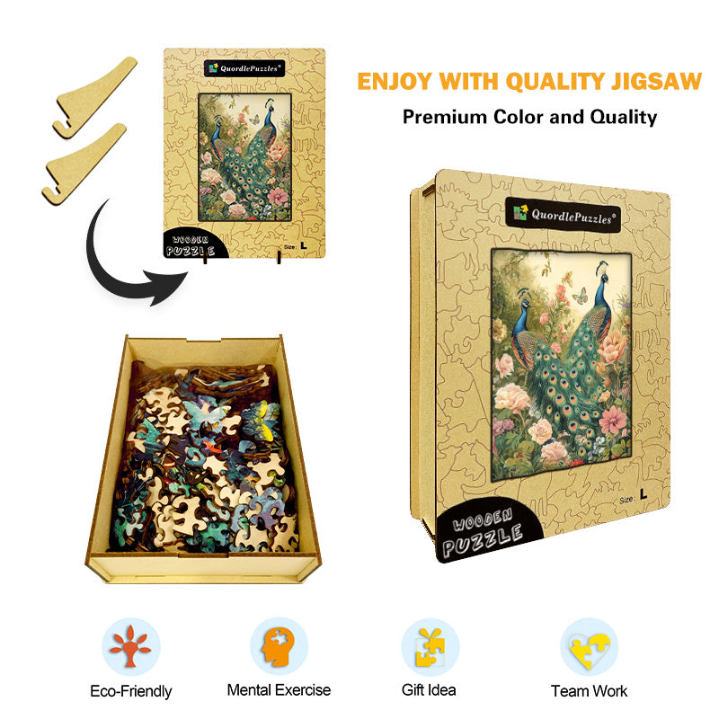 Peacock Display Wooden Jigsaw Puzzle