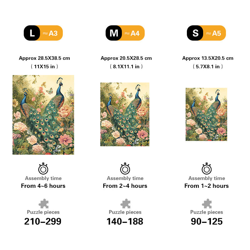 Peacock Display Wooden Jigsaw Puzzle