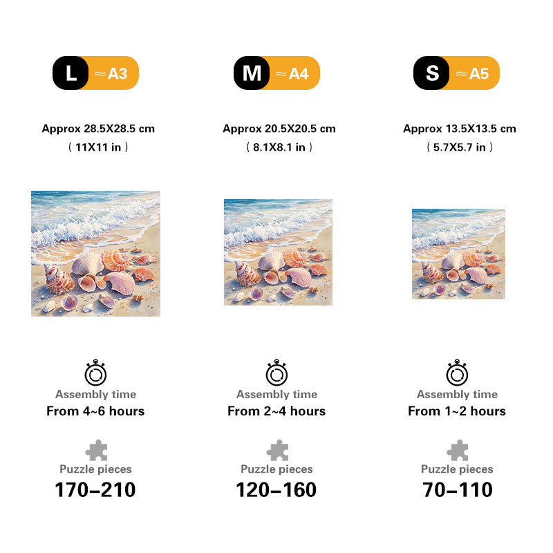 Seashells by the Sea Wooden Jigsaw Puzzle