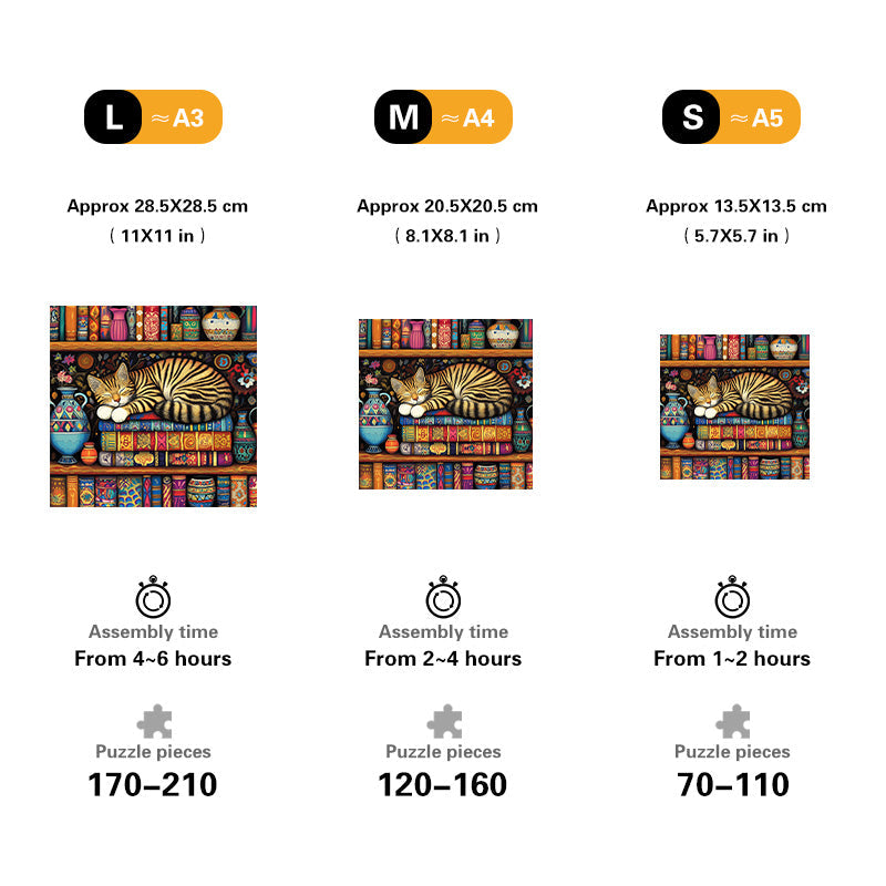 Sleepy Shelf Cat Wooden Jigsaw Puzzle