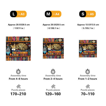 Sleepy Shelf Cat Wooden Jigsaw Puzzle