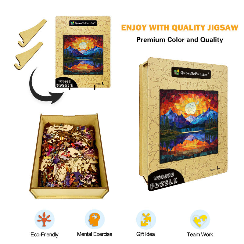 Stained Glass Sunrise Wooden Jigsaw Puzzle