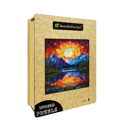 Stained Glass Sunrise Wooden Jigsaw Puzzle