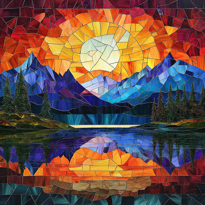 Stained Glass Sunrise Wooden Jigsaw Puzzle