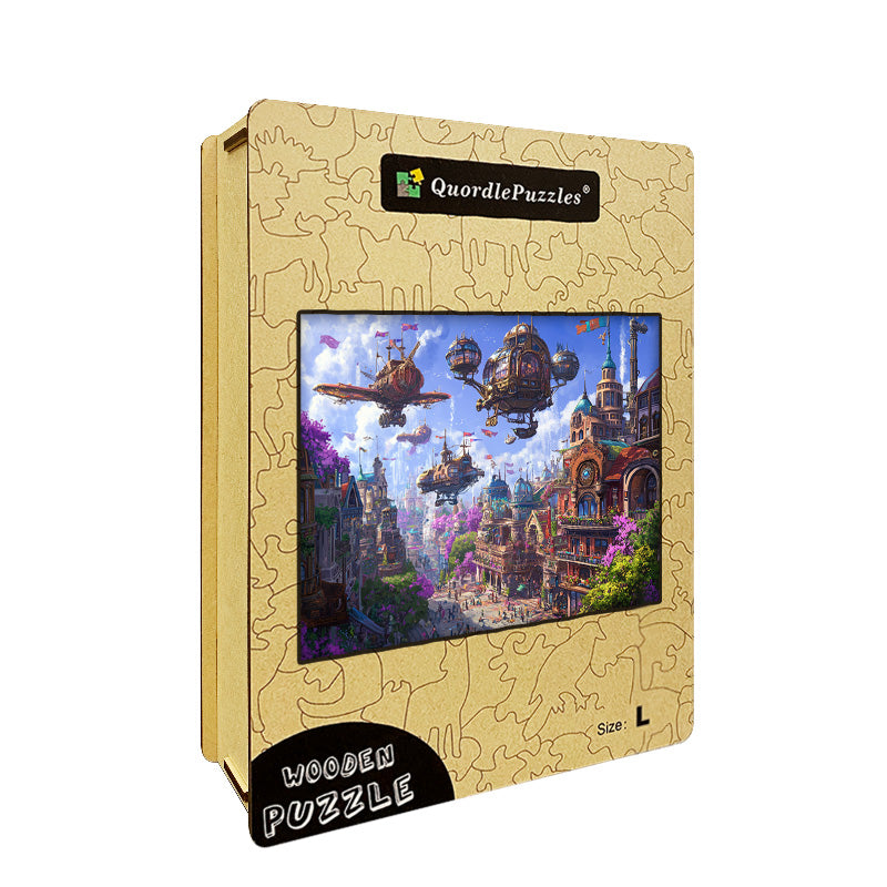 Steampunk City Wooden Jigsaw Puzzle