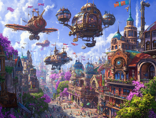 Steampunk City Wooden Jigsaw Puzzle