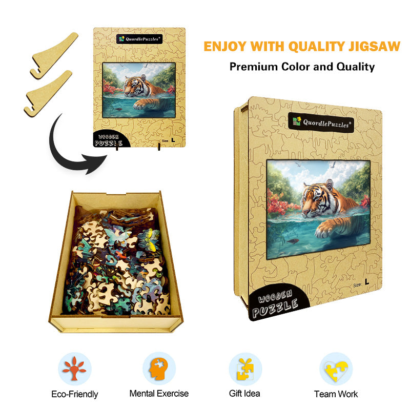 Tiger Swim Wooden Jigsaw Puzzle