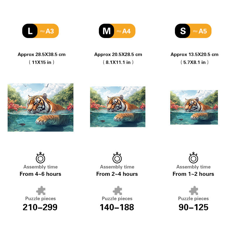 Tiger Swim Wooden Jigsaw Puzzle