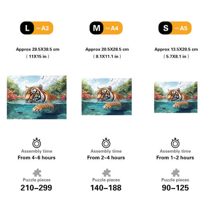 Tiger Swim Wooden Jigsaw Puzzle