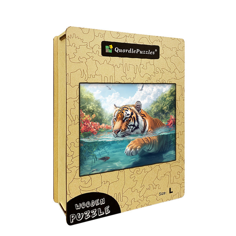 Tiger Swim Wooden Jigsaw Puzzle